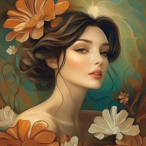 Nouveau Floral AI Portrait